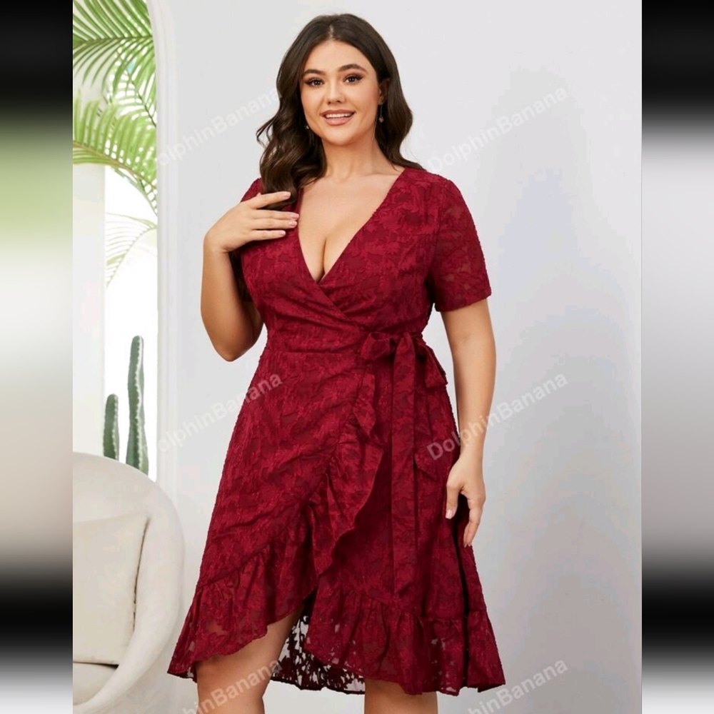 Elegant Burgundy‎ Wrap Dress